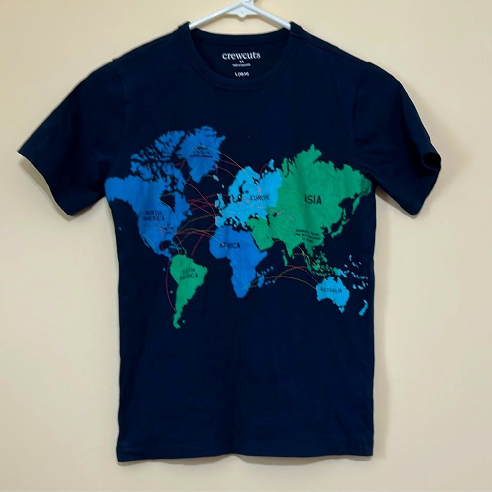 Crewcuts Navy Blue Continents T Shirt Sz L